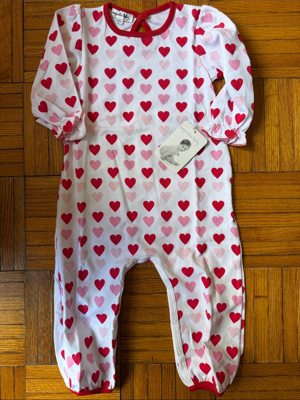 Magnolia baby  One-Piece Romper - Red & Pink Hearts 18 months NWT
